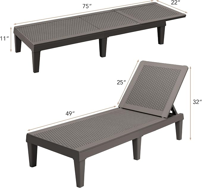 Devoko Outdoor Chaise Lounge Chair Set of 4 - Image 3
