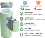 SUNWILL Insulated Coffee Mug with Lid, Leak Proof Tumbler Stainless Steel, 12 oz Travel Cup for Office, Home, Powder Coated Matcha