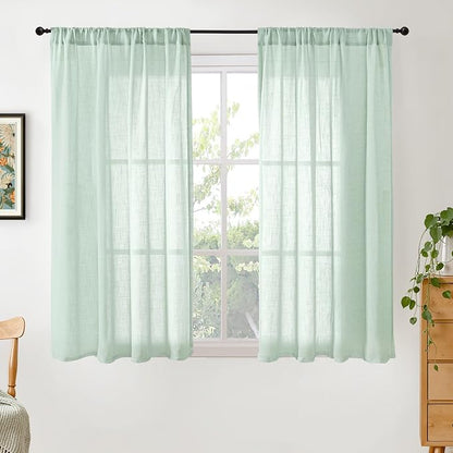 BGment Sage Green Linen Curtains 54 Inch Length by BGment