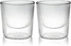 HOME & HONEY Double-Walled Insulated Glass Espresso Cups, Set of 2, 5.4oz Capacity, Fluted Borosilicate Glass
