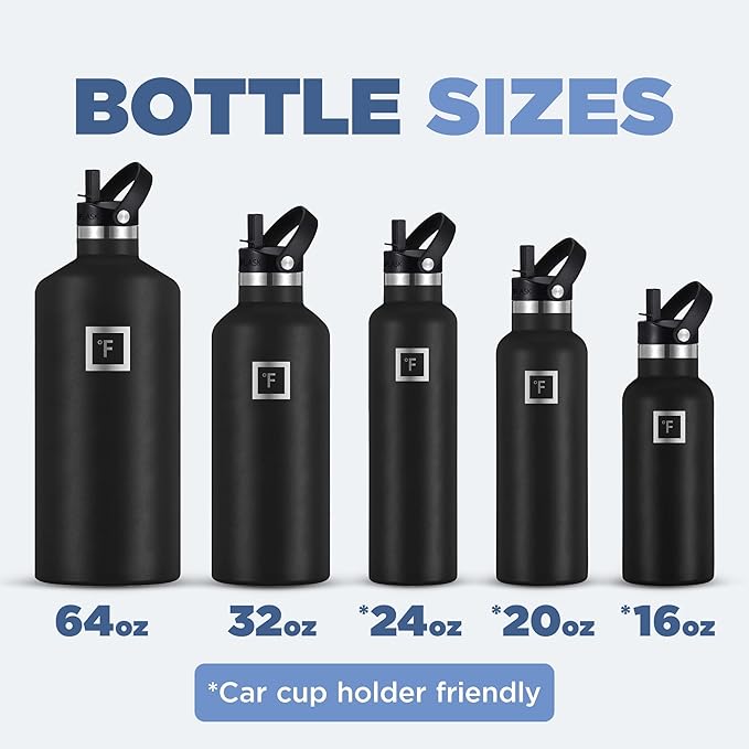 IRON °FLASK Camping & Hiking Hydration Canteens - 3 Lids (Narrow Straw Lid) Leak Proof Vacuum Insulated Stainless Steel - Hot & Cold Double Walled Sports Water Bottle - Cashmere Cream, 24 Oz