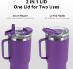 HASLE OUTFITTERS 30oz Tumbler With Handle, Insulated Travel Coffee Mug With Straw Leak-Proof Double Wall Stainless Steel Vacuum Tumblers Metal Cup with Straw for Hot and Cold Drink