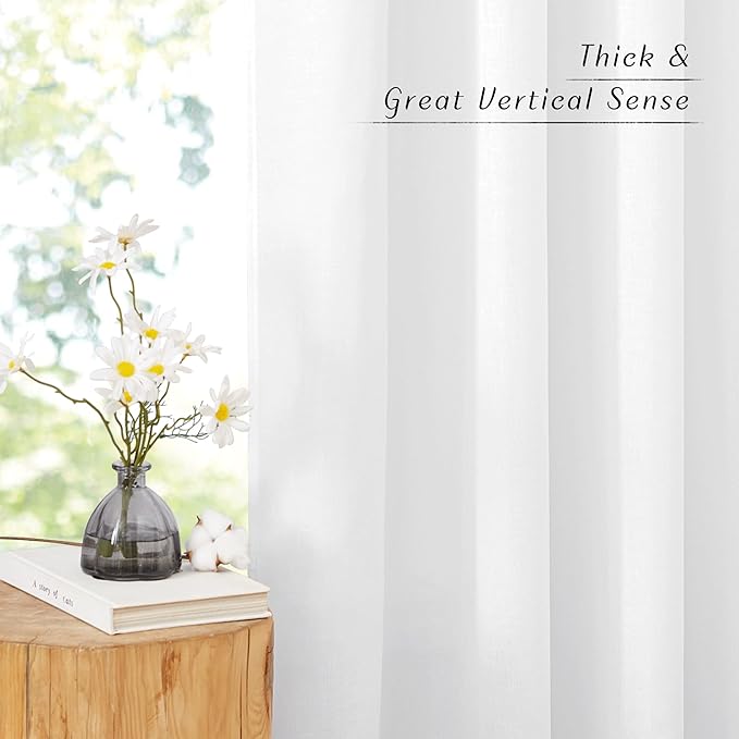 NICETOWN Linen White Curtains 96 inches Long, Grommet Thick Linen Blend Privacy - Image 5
