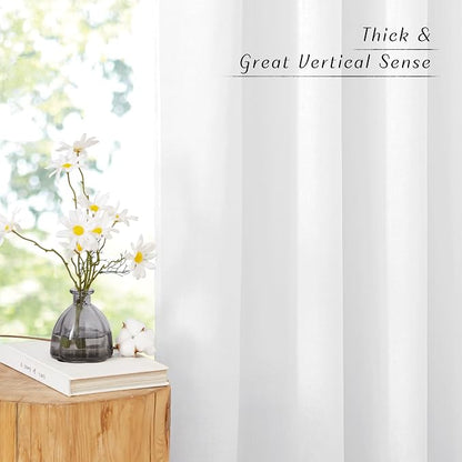 NICETOWN White Linen Curtains 72 inches Long, Grommet Privacy Window Treatments - Image 6