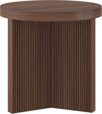 Henn&Hart 22'' Fluted Scandinavian Round End Table Ribbed Side Table, Nightstand - Image 7