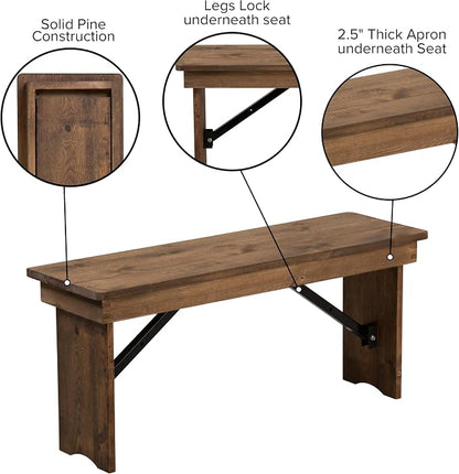 Flash Furniture Hercules Series 40" x 12" Commercial Grade Rustic Solid Pine - Image 5