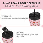 BJPKPK 18oz Stainless Steel Insulated Tumbler With lid And Straw Travel Coffee Thermal Tumblers Cup For Women And Men,Passionate Pink