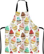 Yummy Colored Cupcakes Adjustable Bib Apron, Cute Cupcake Pattern Apron, Sweet Dessert Cooking Kitchen Apron for Men Women