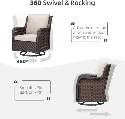 Towallmark Outdoor Swivel Wicker Glider Patio Chairs - Image 3
