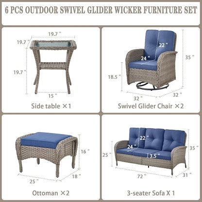 Belord 6 Pieces Wicker Patio Furniture Set - Image 2