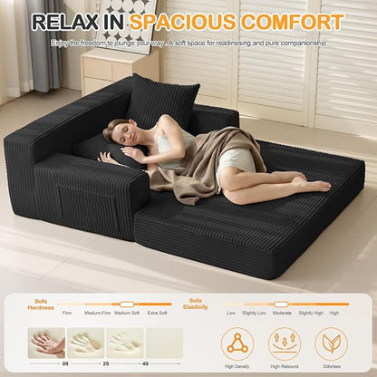 Erament Loveseat Boneless Convertible Sofa Bed, Folding Floor Futon Sleeper - Image 6
