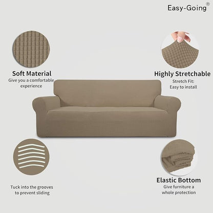 Easy-Going Stretch Oversized Sofa Couch Slipcover Washable Natural | 1-Piece - Image 3