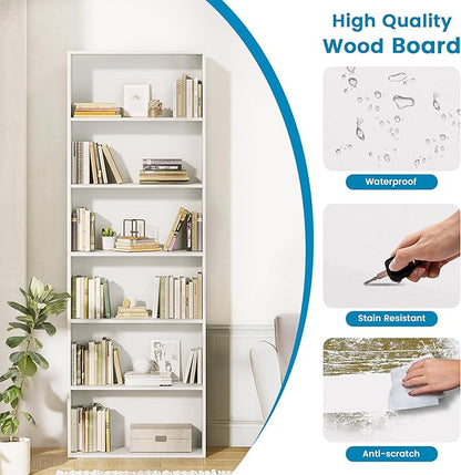 GRUSIGN 71" Tall 6-Tier Bookshelf, Large Open Display Bookcase - Image 4