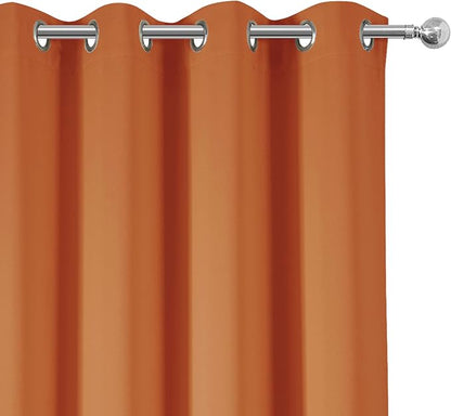 Orange Blackout Curtains 66 x 63 Inch Length/Set of 2 Curtain Panels/Thermal - Image 7