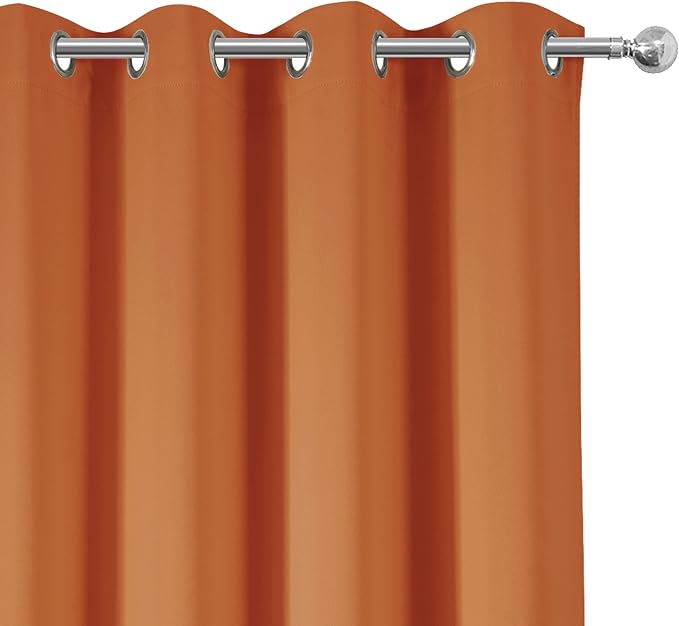 Blackout Curtains 66 x 95 inch/Orange Curtains Set of 2 Panels/Thermal - Image 7