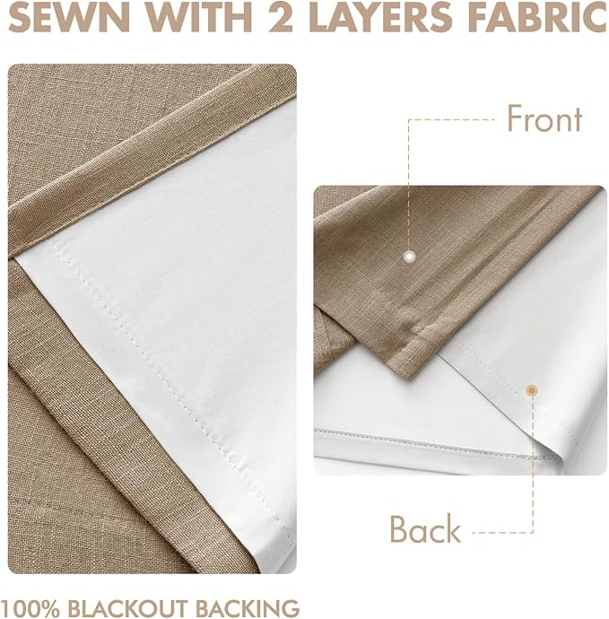 MIULEE Cafe Brown Pinch Pleated 100% Blackout Linen Curtains 40x63 Inches | - Image 5