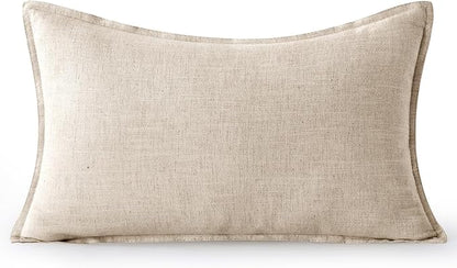 MIULEE Decorative Linen Lumbar Pillow Cover 12x20 Inch Natural Beige | Boho - Image 7