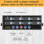 1 Pack 8-Channel Digital Kitchen Timer, Commercial Cooking Timer with Loud Alarm, Large LCD Display, for Restaurants, Baking, Labs, Multiple Independent Countdown Timers