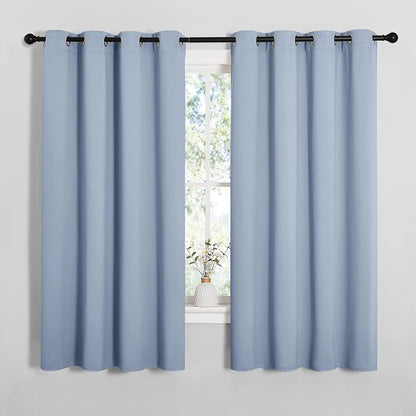 NICETOWN Vintage Blue Blackout Curtains 68 inches Length by NICETOWN