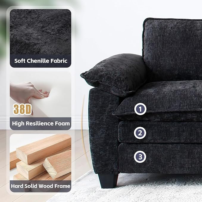 mestyl Modular Sectional Sofa Comfy Cloud Couch, U Shaped 3 Deep Seat Sofa Couch - Image 4