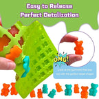 Two Different Sizes Gummy Bear Candy Molds, Set of 4 Non-Stick Silicone Candy Chocolate Gummy Molds with 2 Droppers
