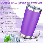 20oz Tumbler with Lid Double Wall Vacuum Insulated Travel Coffee Mug Stainless Steel Thermal Cup Powder Coated Sturdy Coffee Tumbler Bulk for Hot and Cold Beverages (Multicolor-1,6)