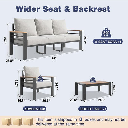 Aoxun Aluminum Patio Furniture Set 5 Seats, Oversized Outdoor Sectional - Image 7
