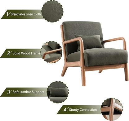 INZOY Mid-Century Modern Accent Chair Set of 2, Upholstered Living Room Chairs - Image 4