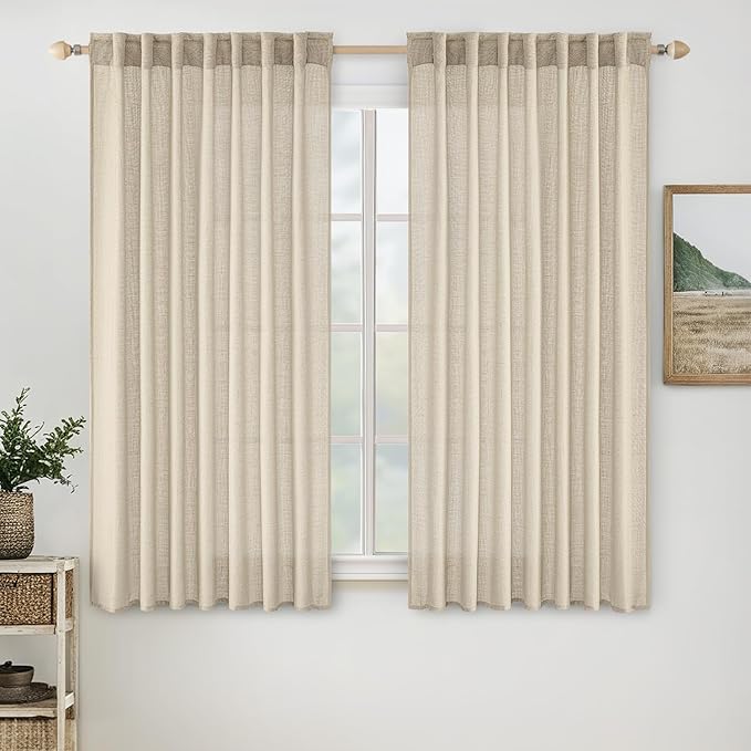 MIULEE Linen Curtains 52x63 Inch Length 2 Panels by MIULEE