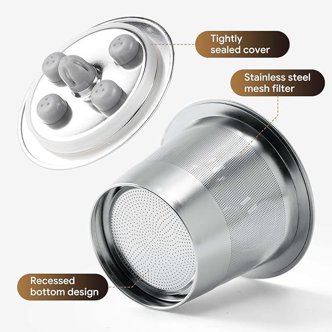 Stainless Steel Reusable K Cups for K eurig Supreme & Supreme Plus, Reusable K Cups Five Hole Universal K-eurig Refillable Coffee Pod Filter (2 Pack)