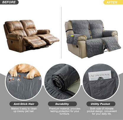 100% Waterproof Loveseat Recliner Cover, 4-Piece Split Reclining Couch Covers - Image 4