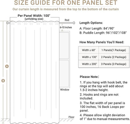 Linen Textured Total Blackout Sliding Door Curtains 96 Inches Long, Cream | - Image 8