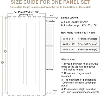 Linen Textured Total Blackout Sliding Door Curtains 84 Inches Long, Cream | - Image 8