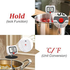 BOMATA Candy Thermometer with Pot Clip, Instant Read Cooking Thermometer with 8" Long Probe, Rotating Display, for Candy Making, Food, Candle Making, Liquids, Water, Baking, Sugar, Grilling. White