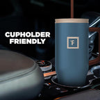 IRON °FLASK Co-Pilot Insulated Mug w/Boot, Straw & Flip Cap Lids - Cup Holder Bottle for Hot, Cold Drink - Leak-Proof - Water, Coffee Portable Travel Mug - Cream & Berries, 40 Oz
