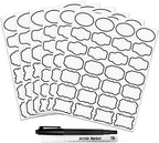 Kitchen Pantry Food Containers Clear Labels with Black Border, 138 Waterproof Removable Write-on Sticker Labels Tags to Organize Spice Jars Condiment Flour Sugar Canisters Storage Bins, Free 2 Markers