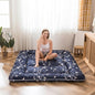 MAXYOYO Japanese Floor Mattress Navy Floral Printed Futon Mattress Foldable by MAXYOYO