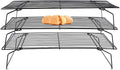 Lainrrew Cooling Rack, 3 Tier Stackable Baking Rack Stainless Steel Wire Cooking Rack for Cooking Roasting Cooling, Collapsible & Foldable, Dishwasher & Oven Safe