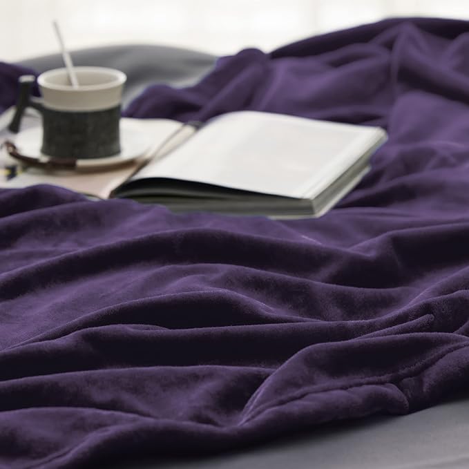 Bedsure GentleSoft Purple Fleece Blankets King Size - Image 4