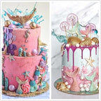 MEMOVAN Mermaid Theme Cake Fondant Mold 3pcs Seahorse Seashell Starfish Mermaid Tail Under the Sea Silicone Baking Mold for Chocolate Candy Cake Decoration Polymer Clay Gum Paste Craft