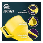 FlexAll Long Flexible Funnel for Automotive Use - Durable Nitrile Rubber - Ideal for Car Oil Change, Transmission Funnel Fluid, Diesel, Fuel, Gas - Made in USA - Yellow (16 x 5 Inches)