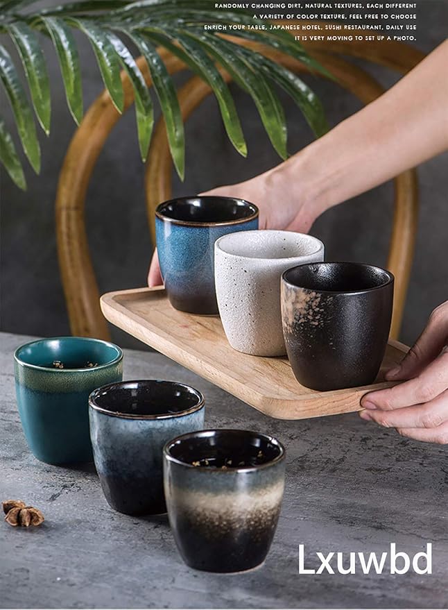 Ceramic Tea Cup, Kung Fu Tea set, Coffee Cup, Yerba Mate Set 4-piece companion cup set (Gradient color)