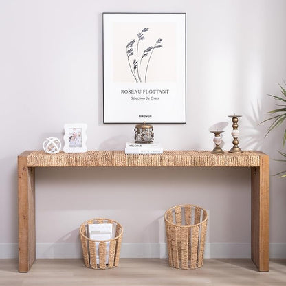 KEIKI 69" Seagrass Console Table, Handwoven Tabletop - Image 7