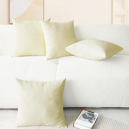 CaliTime Decorative Couch Throw Pillow Covers 18 X 18 Inches Beige | Pack of 4 - Image 6