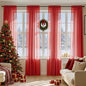 MIULEE Red Christmas Sheer Curtains 84 Inches Long 4 Panels 42 x 84 Inches | by MIULEE