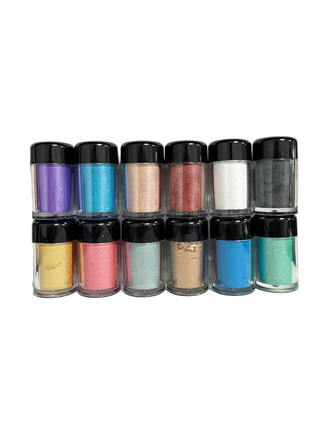Edible Glitter Set - Luster Dust Edible Set 12 Metallic Colors - Food Grade Coloring Glitter Shimmer Dust Powder, Dusting Powder for Cake Decorating, Baking, Drinks, Fondant, Candy, Cookie - 5g Each