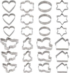 Metal Cookie Cutters Set 24 Pieces, Cookie Cutter -Heart, Star, Round, Flower, Animals for Valentine'S Day Christmas Holiday