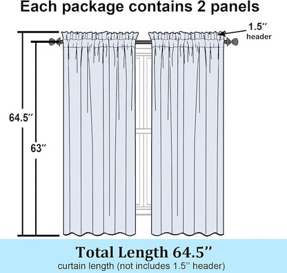 Simplebrand Hunter Green Sheer Curtains 63 Inch Length 2 Panels, Rod Pocket - Image 8
