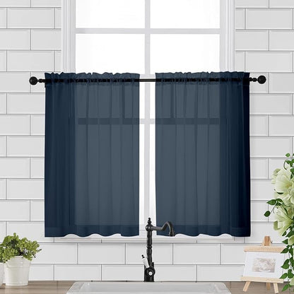 Chyhomenyc Sheer Window Curtains Tier 2 Pieces Set, 36 inch Length, Short by Chyhomenyc