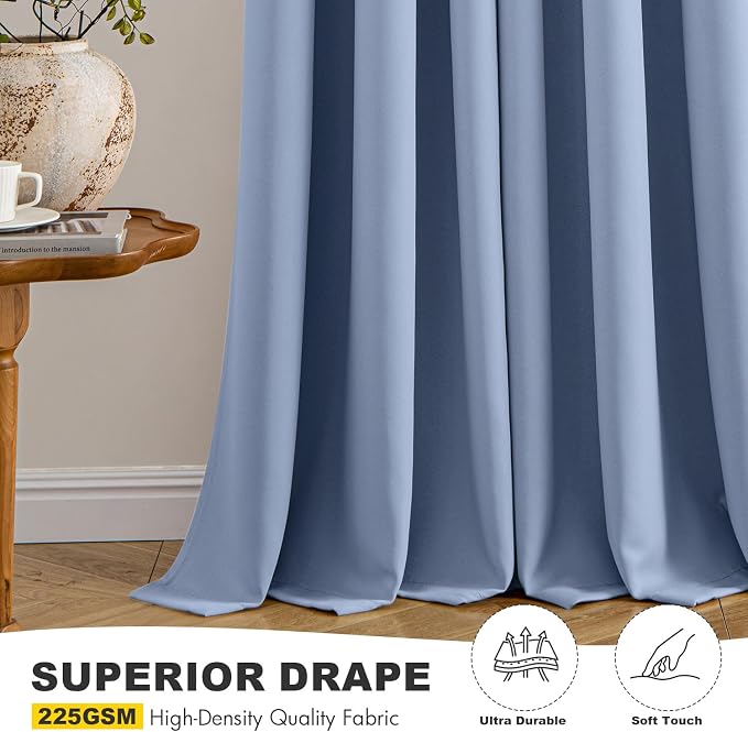 MIULEE Blackout Curtains for Bedroom 2 Panels 40 x 84 Inch Long Denim Blue | - Image 5